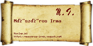 Mészáros Irma névjegykártya